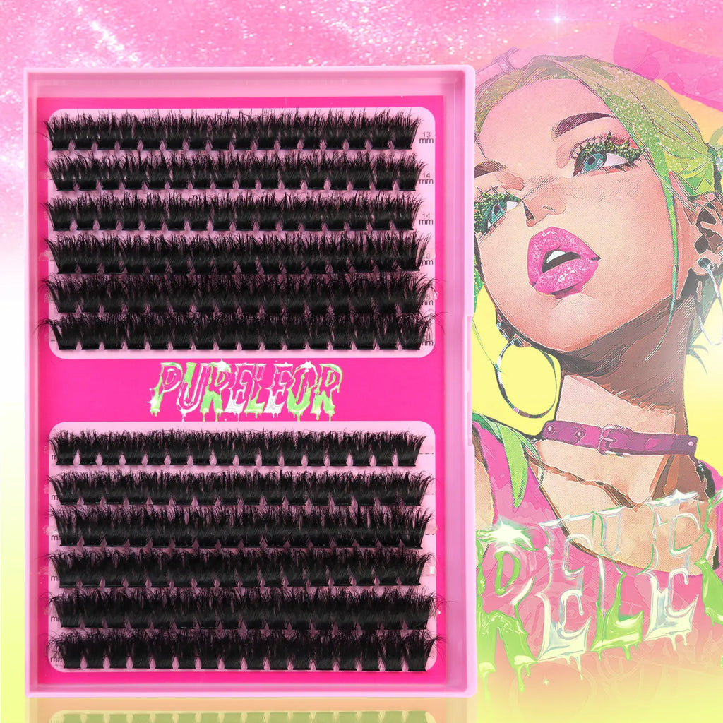 Wispy Individual Cluster Lashes Kit – Fluffy DIY Eyelash Extensions with Glue, Remover & Tweezers, Natural to Volume Lash Clusters 13-20mm for Salon Style Lash Look