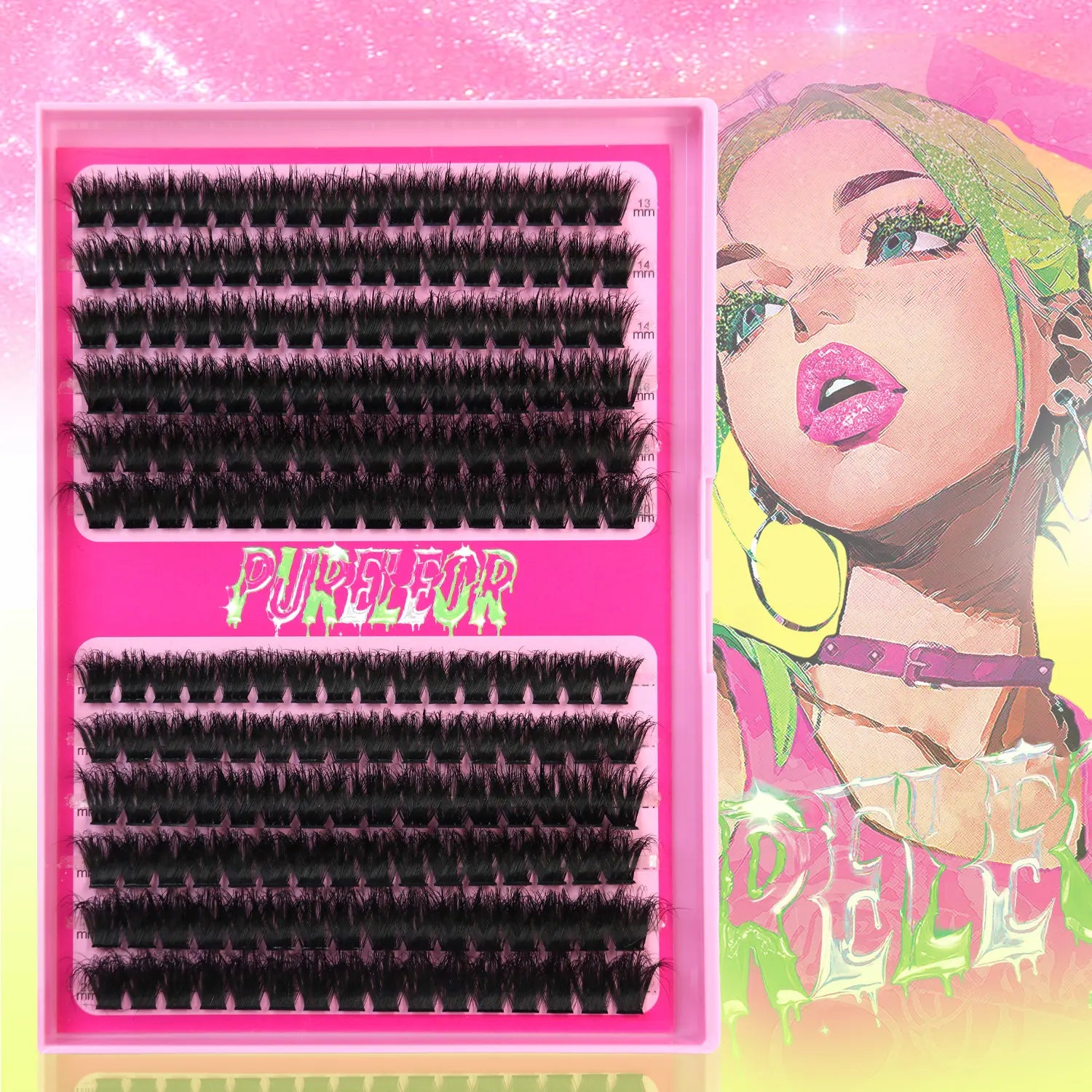 Wispy Individual Cluster Lashes Kit – Fluffy DIY Eyelash Extensions with Glue, Remover & Tweezers, Natural to Volume Lash Clusters 13-20mm for Salon Style Lash Look