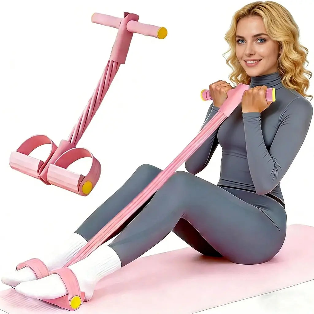 6-Tube Pedal Resistance Band – Multi-Functional Home Fitness Resistance Trainer with Sit-Up Pull Rope, Portable Exercise Equipment for Full Body Daily Workout