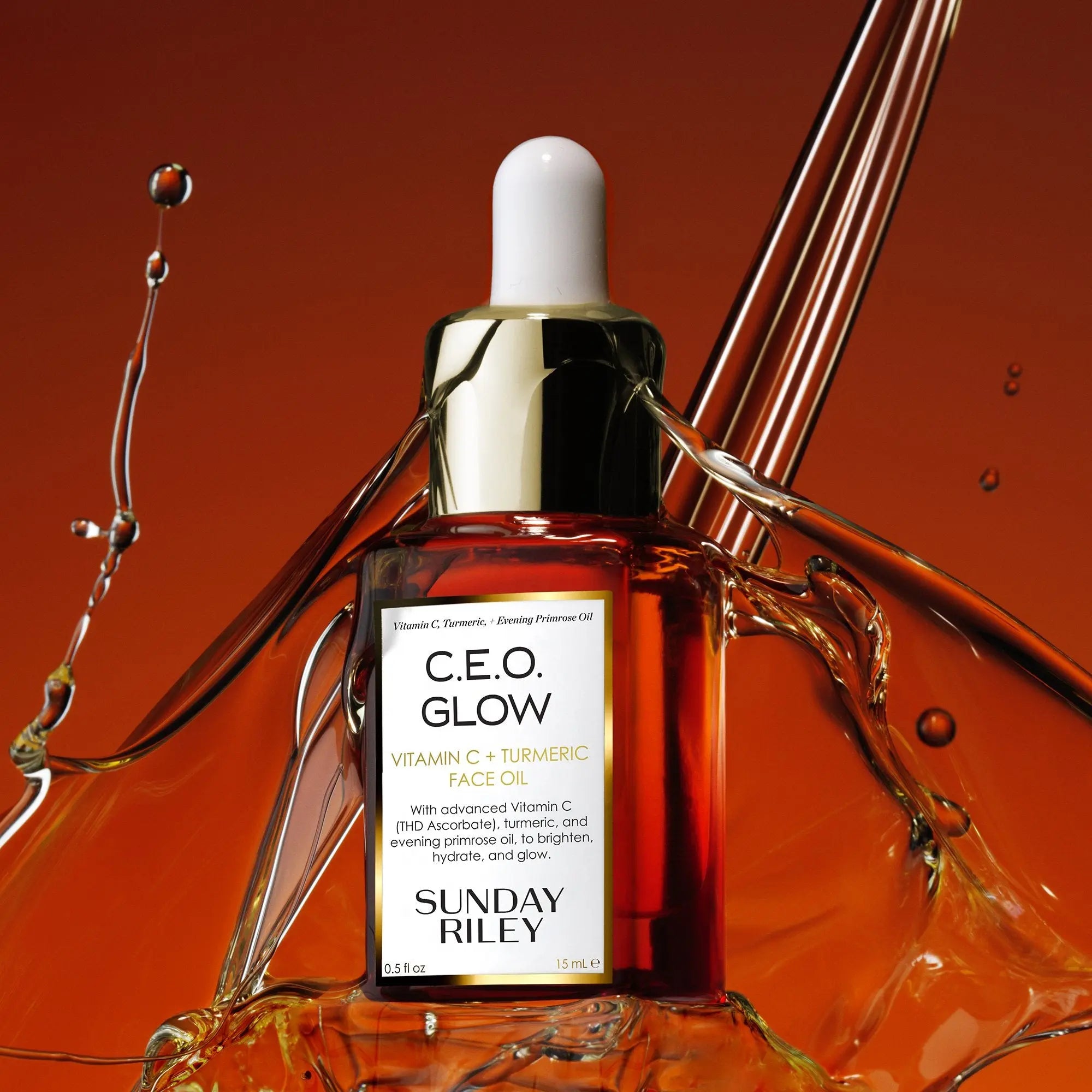 C.E.O. Glow Vitamin C & Turmeric Face Oil – Brightening Hydrating Facial Oil for Radiant Glowing Skin, Lightweight Anti-Dullness Skincare Treatment