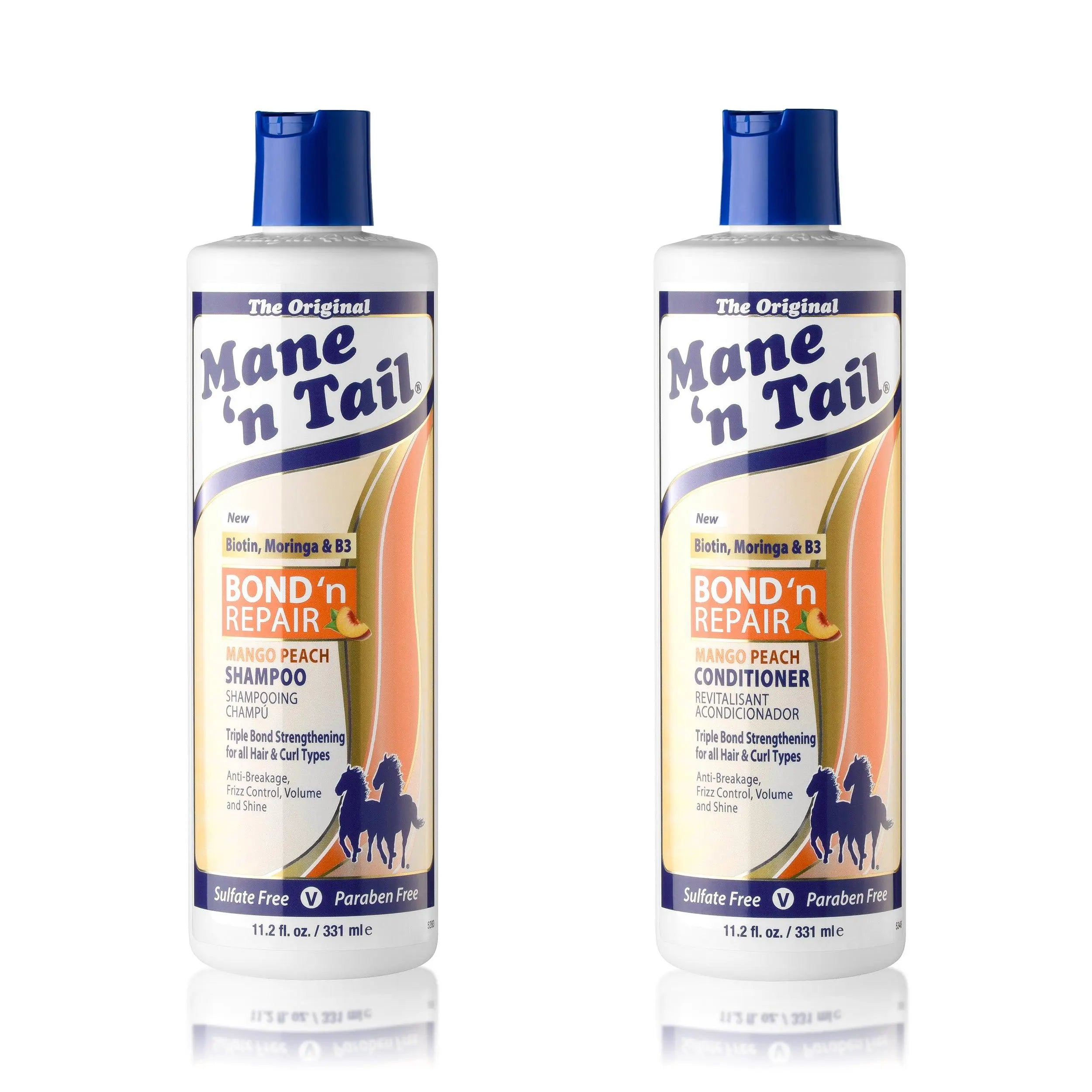 Mane 'N Tail Bond & Repair Shampoo and Conditioner for Textured & Curly Hair – Strengthening Moisturising Hair Care Set for Damaged Dry & Frizzy Hair