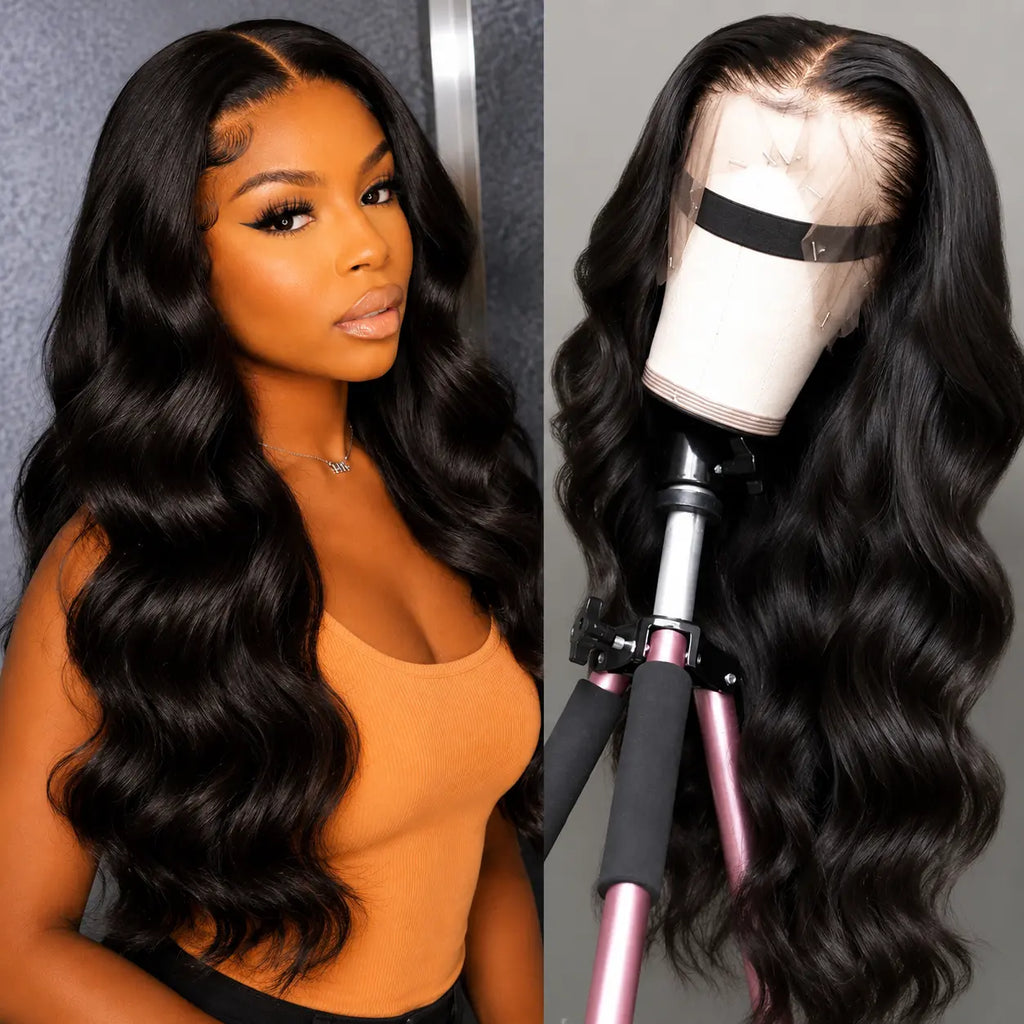 Human Hair Lace Front Wig – 13x4 HD Transparent Lace Deep Wave, Body Wave & Straight Wig for Black Women | 180% Density Brazilian Human Hair Wig (22 Inch)