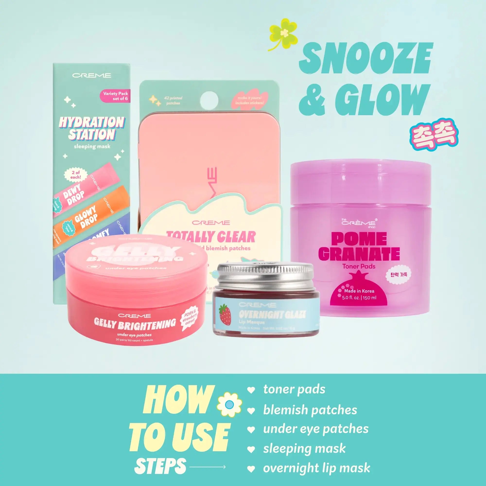 Yonna Jay x Lala Baptiste Snooze & Glow Skincare Bundle – Centella Toner Pads, Brightening Under Eye Patches & Korean PDRN Skincare Set with Ceramides, Hyaluronic Acid, Tea Tree & Collagen for Skin Barrier Repair