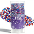 Red White & Blue Face and Body Glitter Stick – Patriotic 4th of July Makeup for Hair, Face & Body, Long-Lasting Holographic Shimmer Sequins for Festivals, Concerts & Party Looks