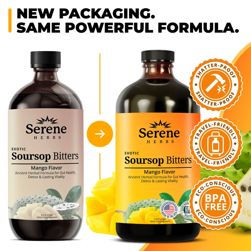 Serene Herbs Soursop Bitters – Mango Flavor Herbal Wellness Supplement for Women & Fitness