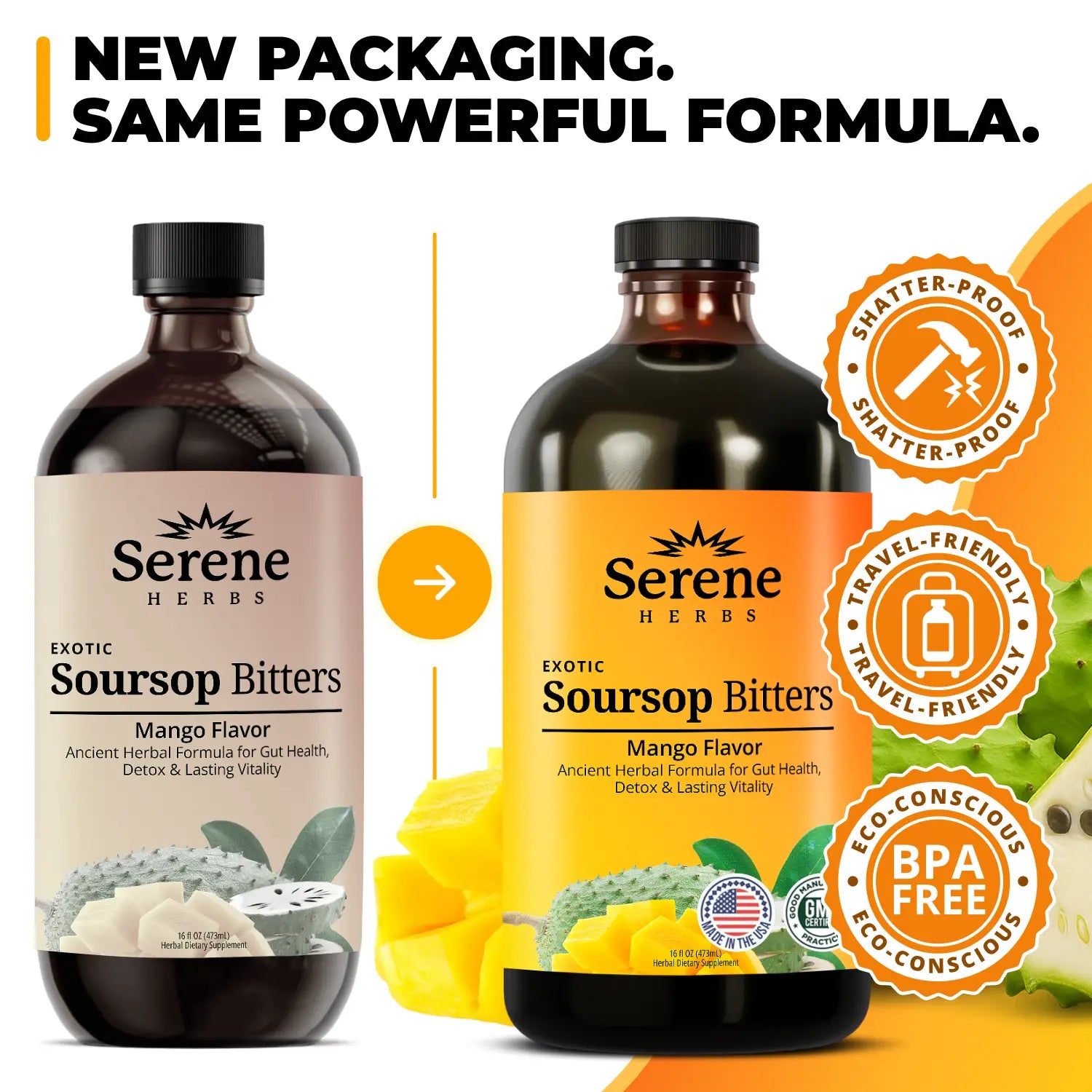 Serene Herbs Soursop Bitters – Mango Flavor Herbal Wellness Supplement for Women & Fitness