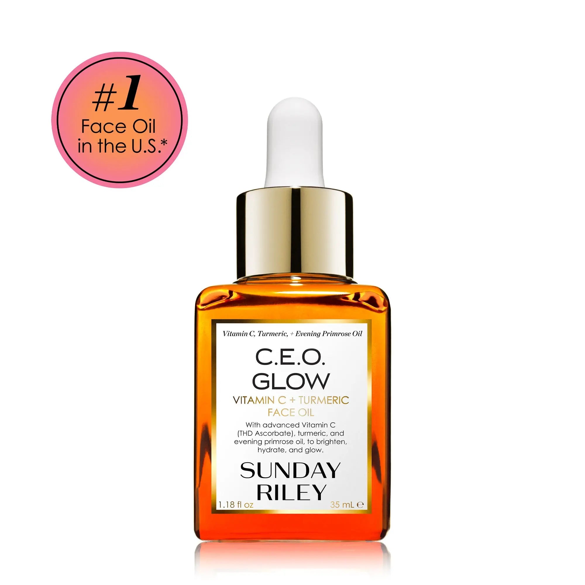 C.E.O. Glow Vitamin C & Turmeric Face Oil – Brightening Hydrating Facial Oil for Radiant Glowing Skin, Lightweight Anti-Dullness Skincare Treatment