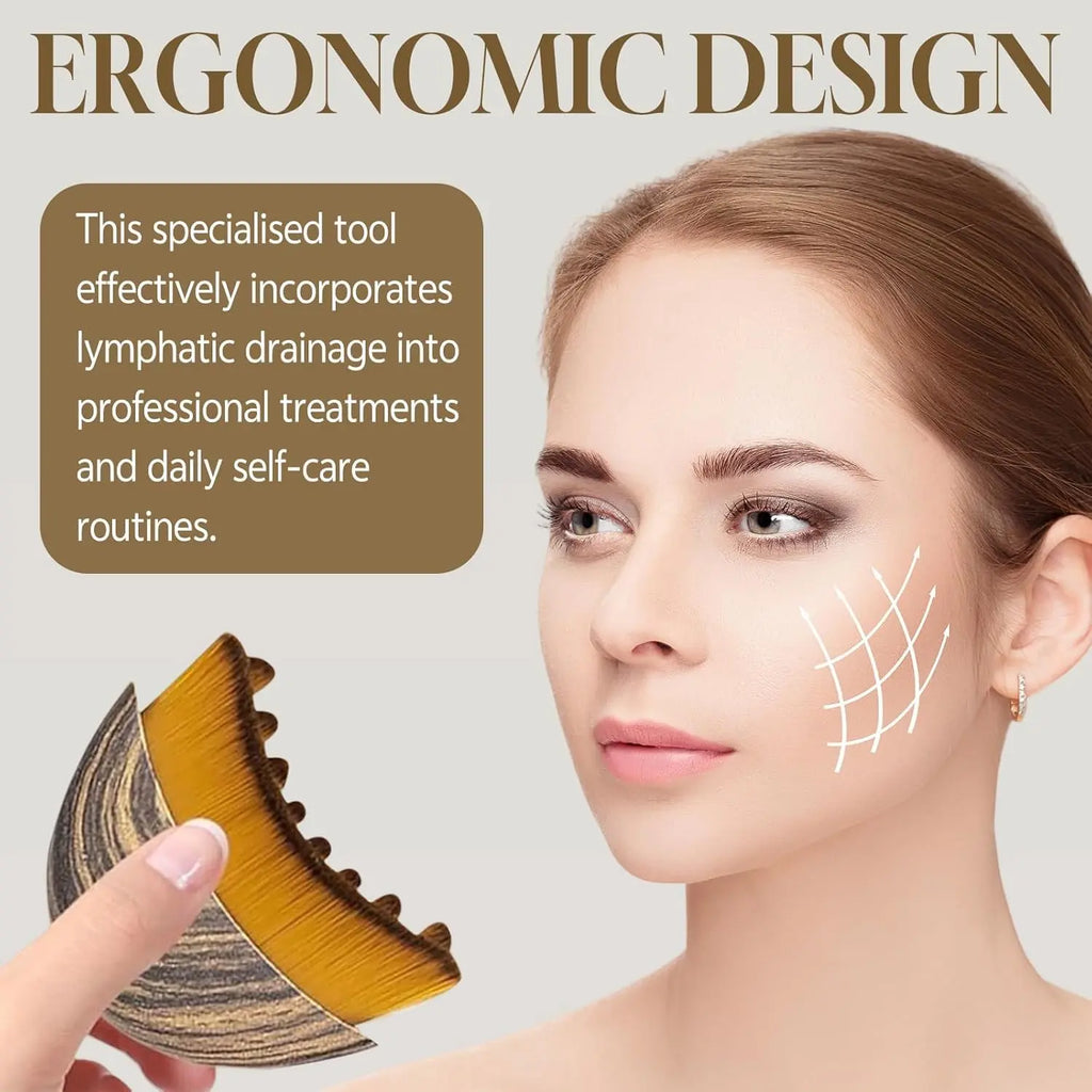 Face Lymphatic Contour Brush – Jawline & Chin Sculpting Massager for Lymphatic Drainage, Facial Slimming & Fatigue Relief | Dry Brushing Beauty Tool (1PC)