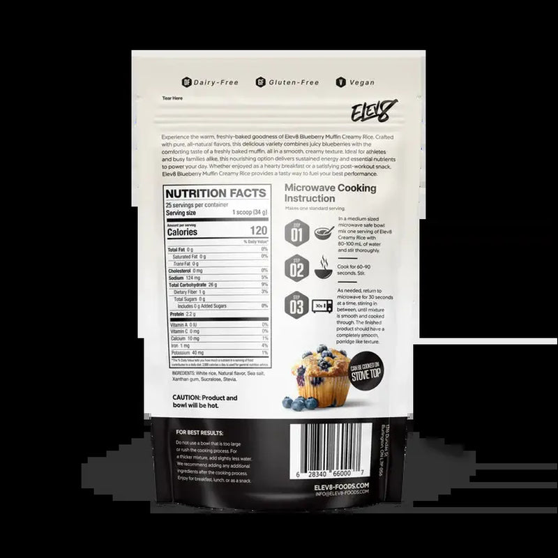 Elev8 Creamy Rice Hot Cereal – Smooth Cream of Rice Breakfast with 25 Servings