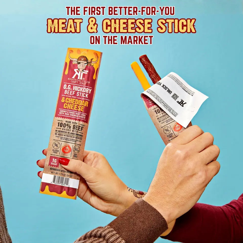 Side-By-Side Beef & Cheese Snack Sticks – High Protein Ready-to-Eat Snacks, 10Ct