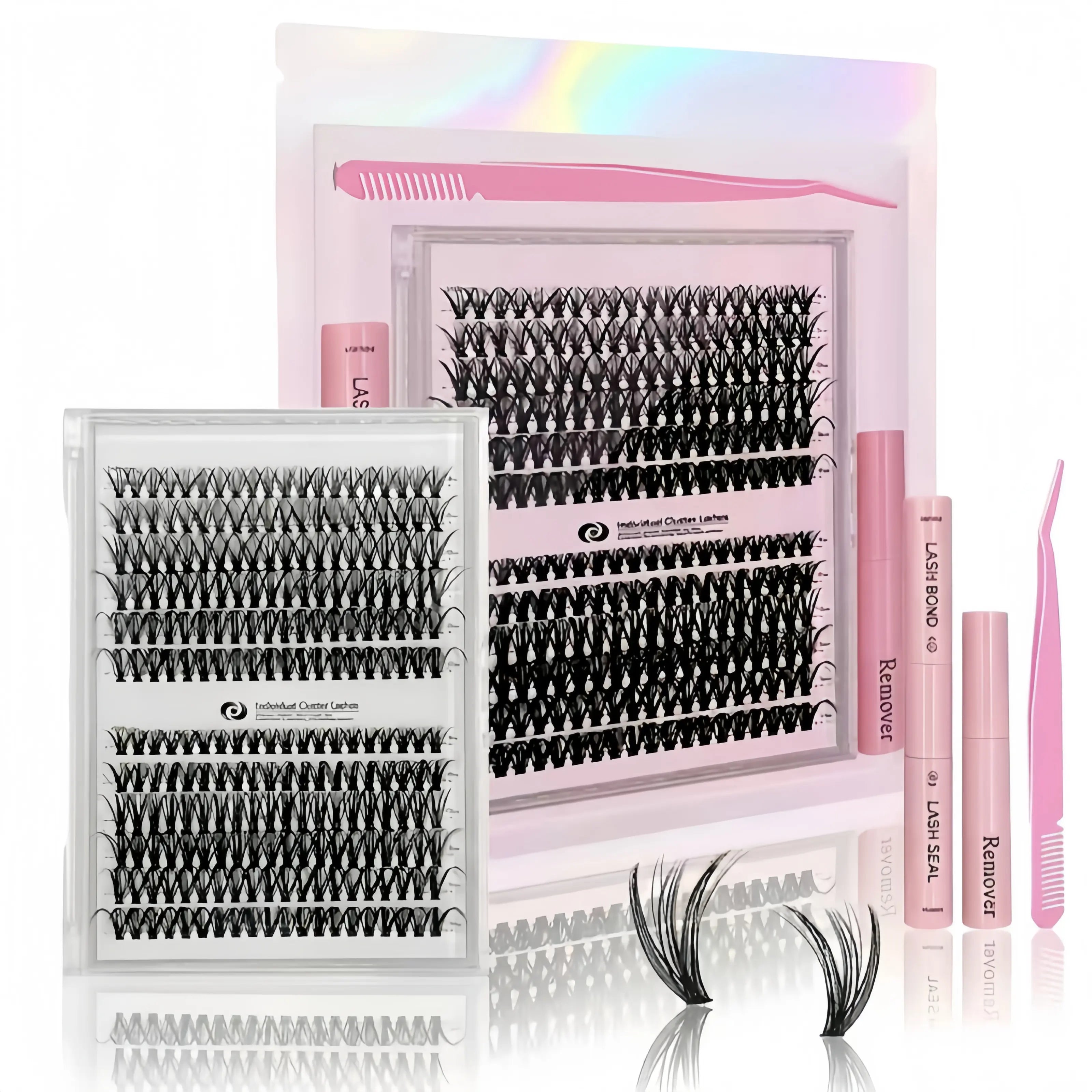 240PCS DIY Lash Extension Kit – 30D & 40D Wispy Lash Clusters with Bond & Seal, Waterproof Individual Eyelashes, Tweezers & Salon Style Lash Extension Set