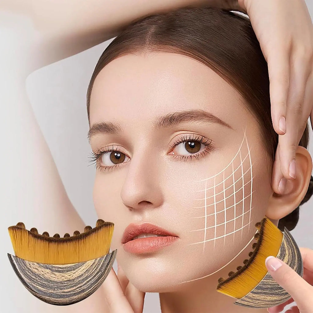 Face Lymphatic Contour Brush – Jawline & Chin Sculpting Massager for Lymphatic Drainage, Facial Slimming & Fatigue Relief | Dry Brushing Beauty Tool (1PC)