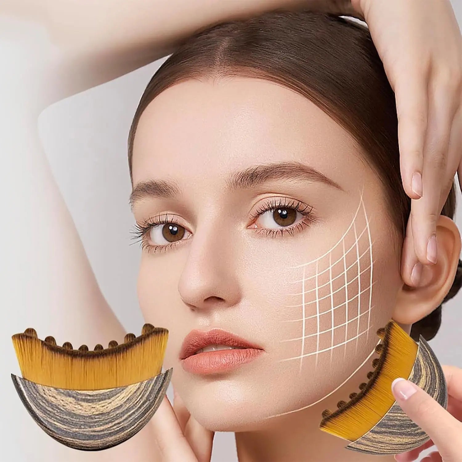 Face Lymphatic Contour Brush – Jawline & Chin Sculpting Massager for Lymphatic Drainage, Facial Slimming & Fatigue Relief | Dry Brushing Beauty Tool (1PC)