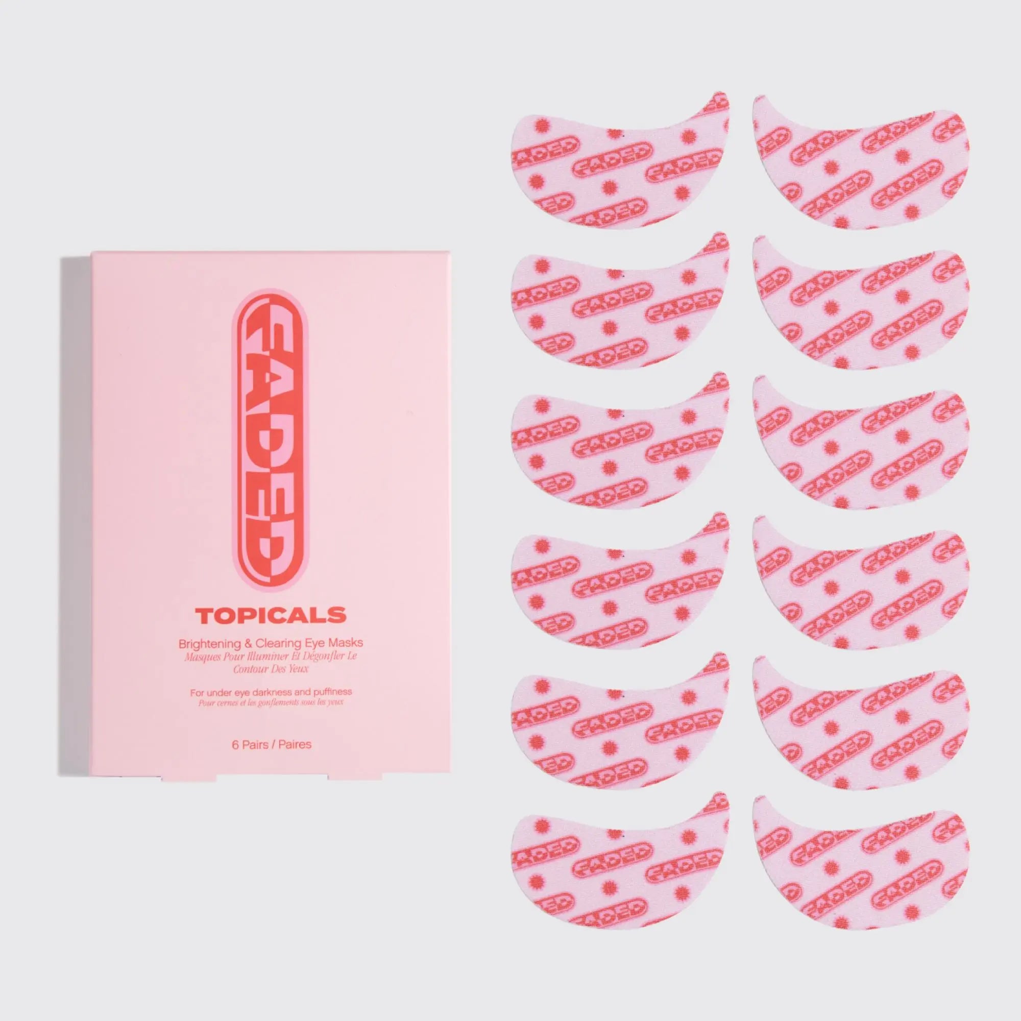 Faded Under Eye Masks – Hydrating & Brightening Eye Patches with Arbutin & Caffeine for Dark Circles, Firming Anti-Ageing Skincare for Enhanced Skin Tone