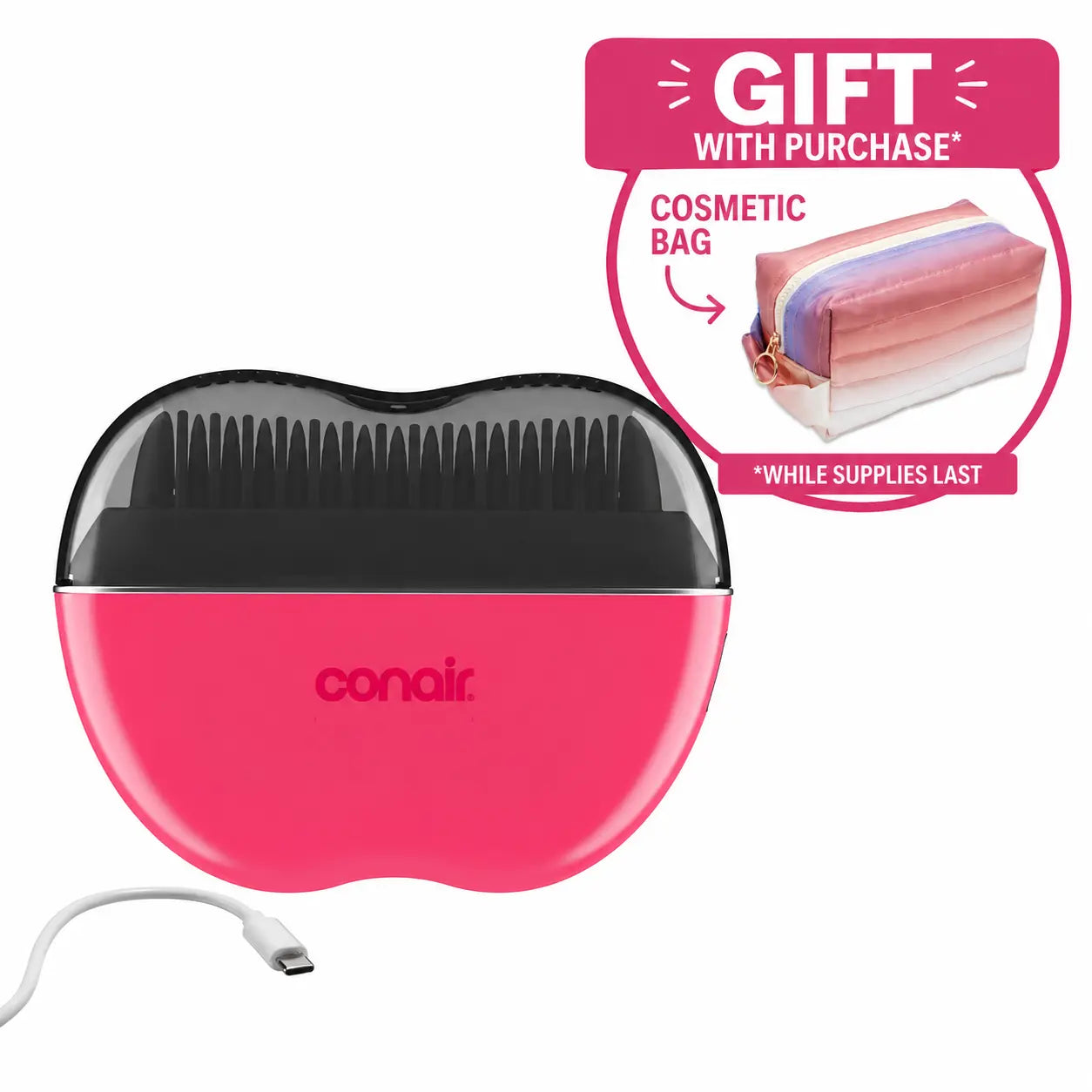 Conair Cordless Heated Brush – Compact Travel-Ready Hair Styling Brush for Smooth, Voluminous & Frizz-Free Hair