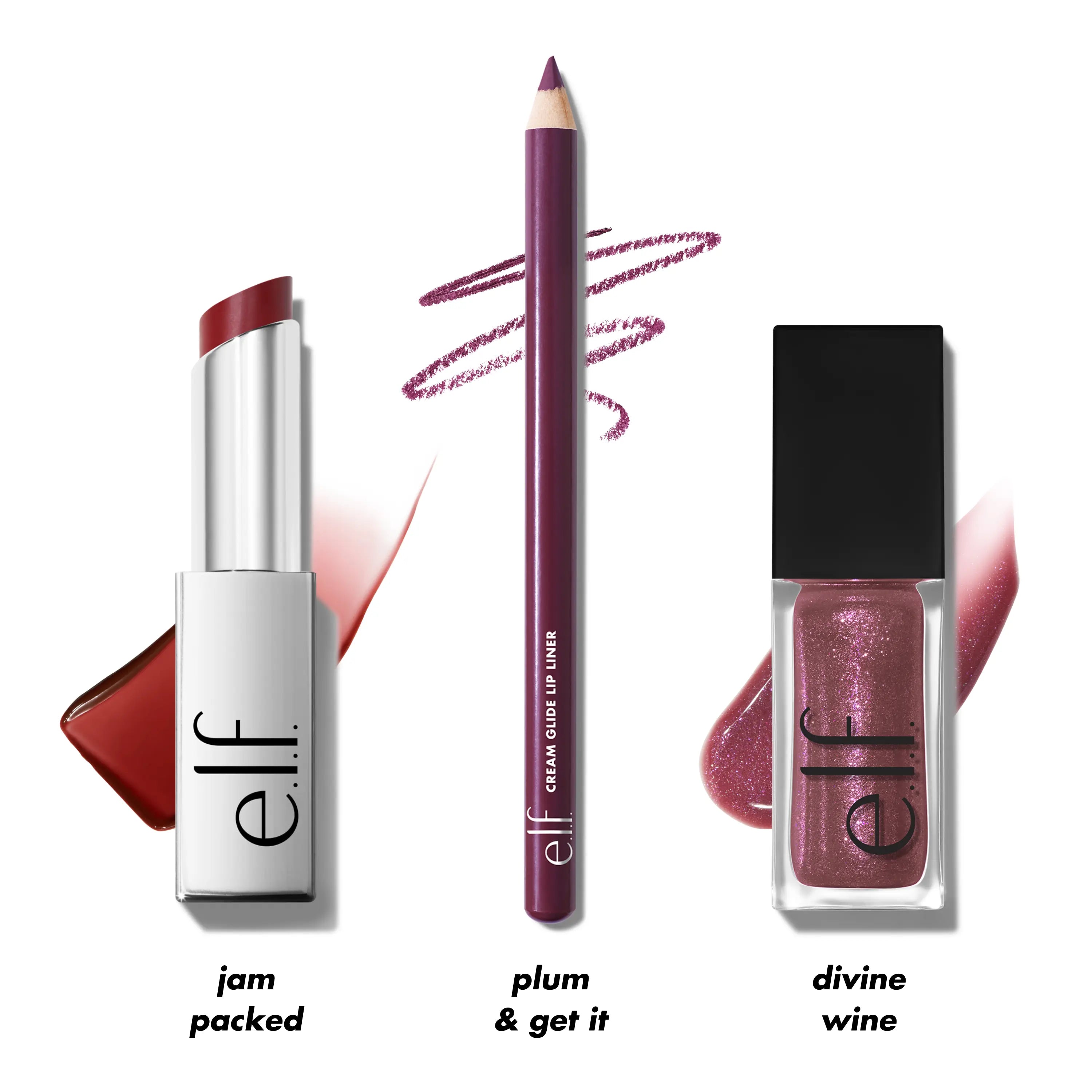 e.l.f. Glow Up Lip Trio – 3-Piece Lip Gloss & Lipstick Set in Rose Beige or Black Cherry Shades for Hydrating Day-to-Night Glam Looks
