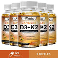 Vitamin D3 + K2 Complex Capsules – Supports Bone, Heart & Immune Health with Coconut Oil