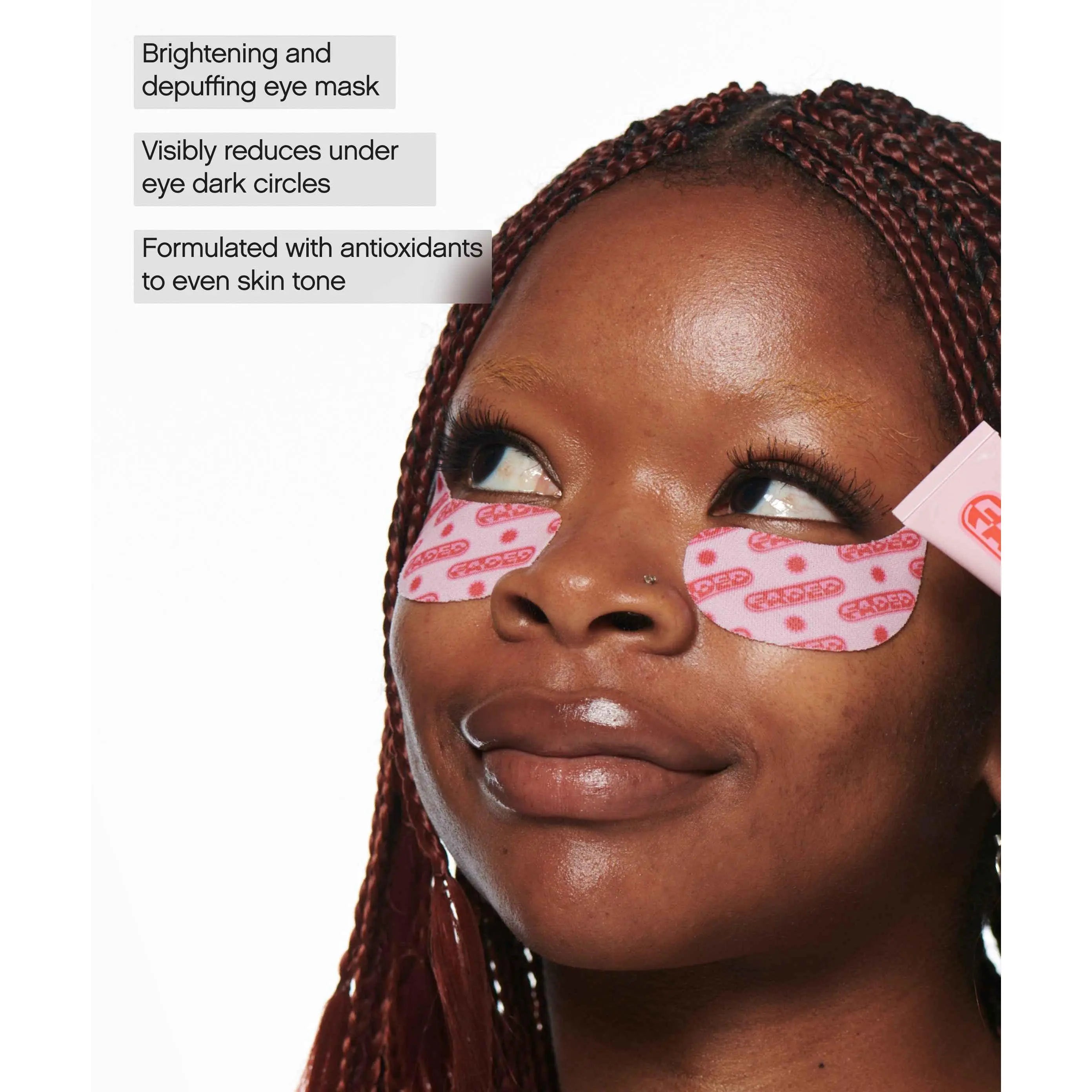 Faded Under Eye Masks – Hydrating & Brightening Eye Patches with Arbutin & Caffeine for Dark Circles, Firming Anti-Ageing Skincare for Enhanced Skin Tone