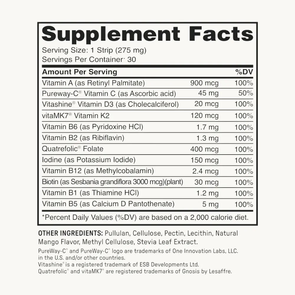 Body Sync Rapid Dissolve Multivitamin – Daily Vitamin & Nutrient Support Strips, 30 Count