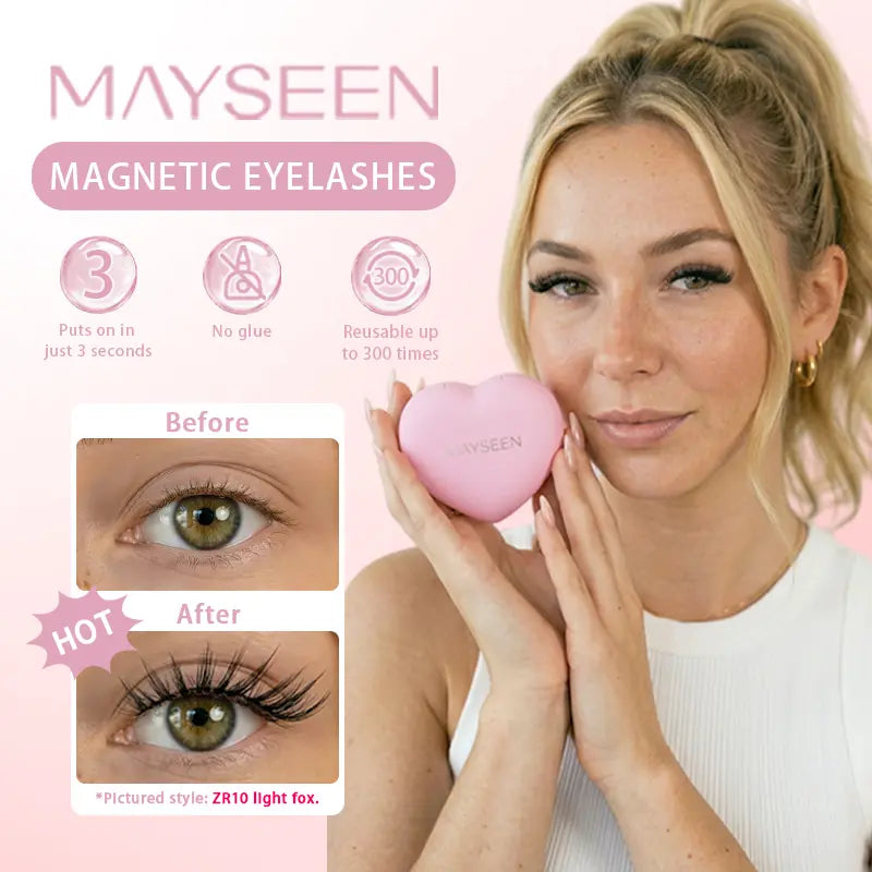 MAYSEEN Luxury Magnetic Eyelashes Kit – Premium Reusable Glue-Free Magnetic Lashes with Applicator | Waterproof, Lightweight & Natural Wispy False Eyelashes with Eyelash Curler & Lash Setting Liquid