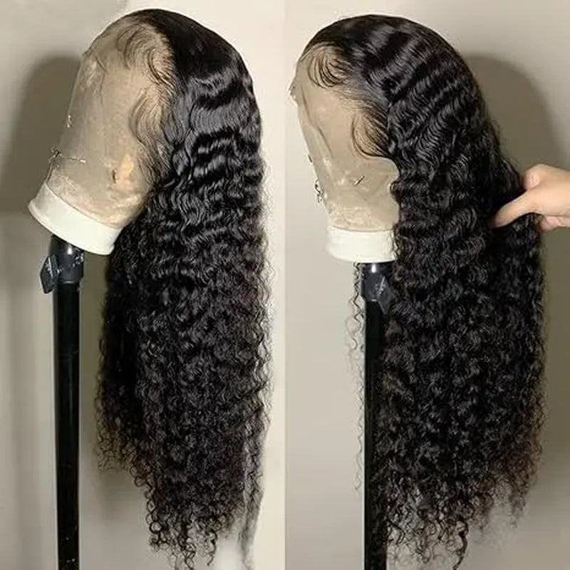 Human Hair Lace Front Wig – 13x4 HD Transparent Lace Deep Wave, Body Wave & Straight Wig for Black Women | 180% Density Brazilian Human Hair Wig (22 Inch)