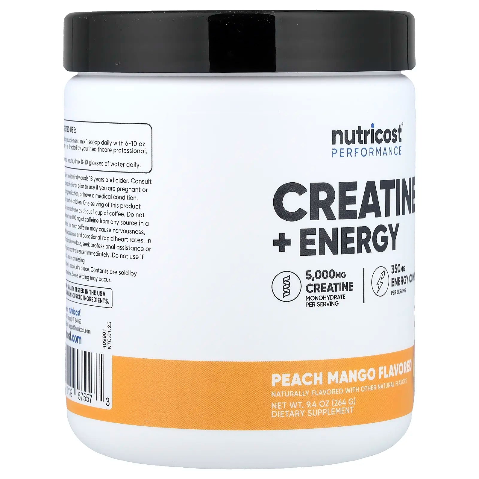 Nutricost Performance Creatine + Energy – Muscle Energy & Workout Support Powder 9.4 Oz (264 G)