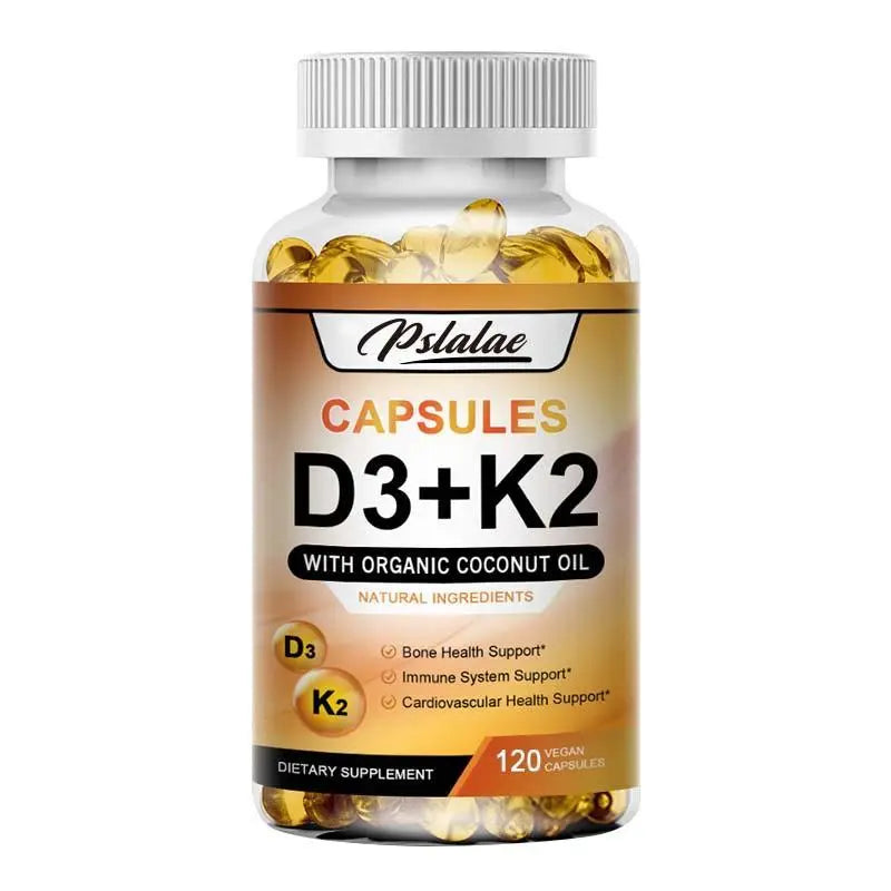 Vitamin D3 + K2 Complex Capsules – Supports Bone, Heart & Immune Health with Coconut Oil