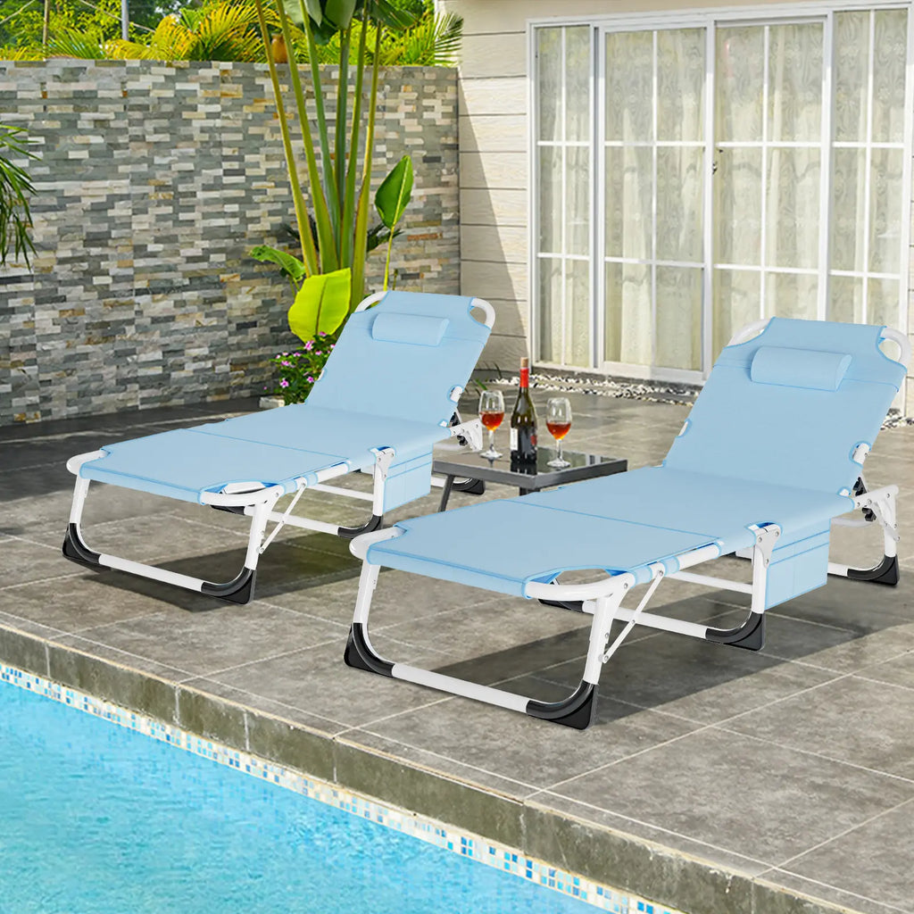 ABORON Sun Tanning Chair – 5 Position Adjustable Folding Lounge Chair with Mattress, Heavy Duty Outdoor Chaise for Beach, Poolside, Patio, Lawn & Camping