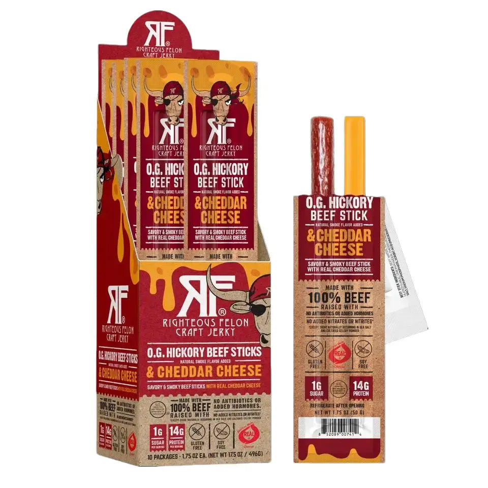 Side-By-Side Beef & Cheese Snack Sticks – High Protein Ready-to-Eat Snacks, 10Ct