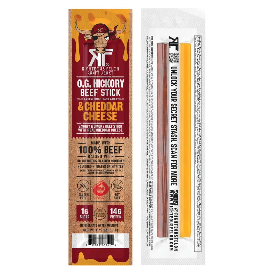 Side-By-Side Beef & Cheese Snack Sticks – High Protein Ready-to-Eat Snacks, 10Ct