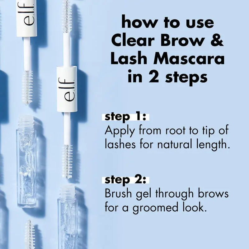 E.L.F. Clear Brow & Lash Mascara - Dual-Ended Clear Gel, Grooms & Holds Brows + Lashes, Long-Lasting Glossy Finish