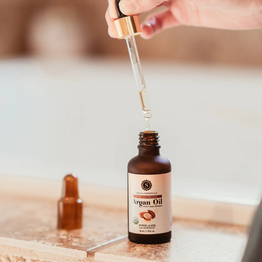 Organic Moroccan Argan Oil – Pure Hydrating Beauty Oil for Skin, Hair & Nail Care, Moisturising Anti-Frizz Treatment for Soft Healthy Glow