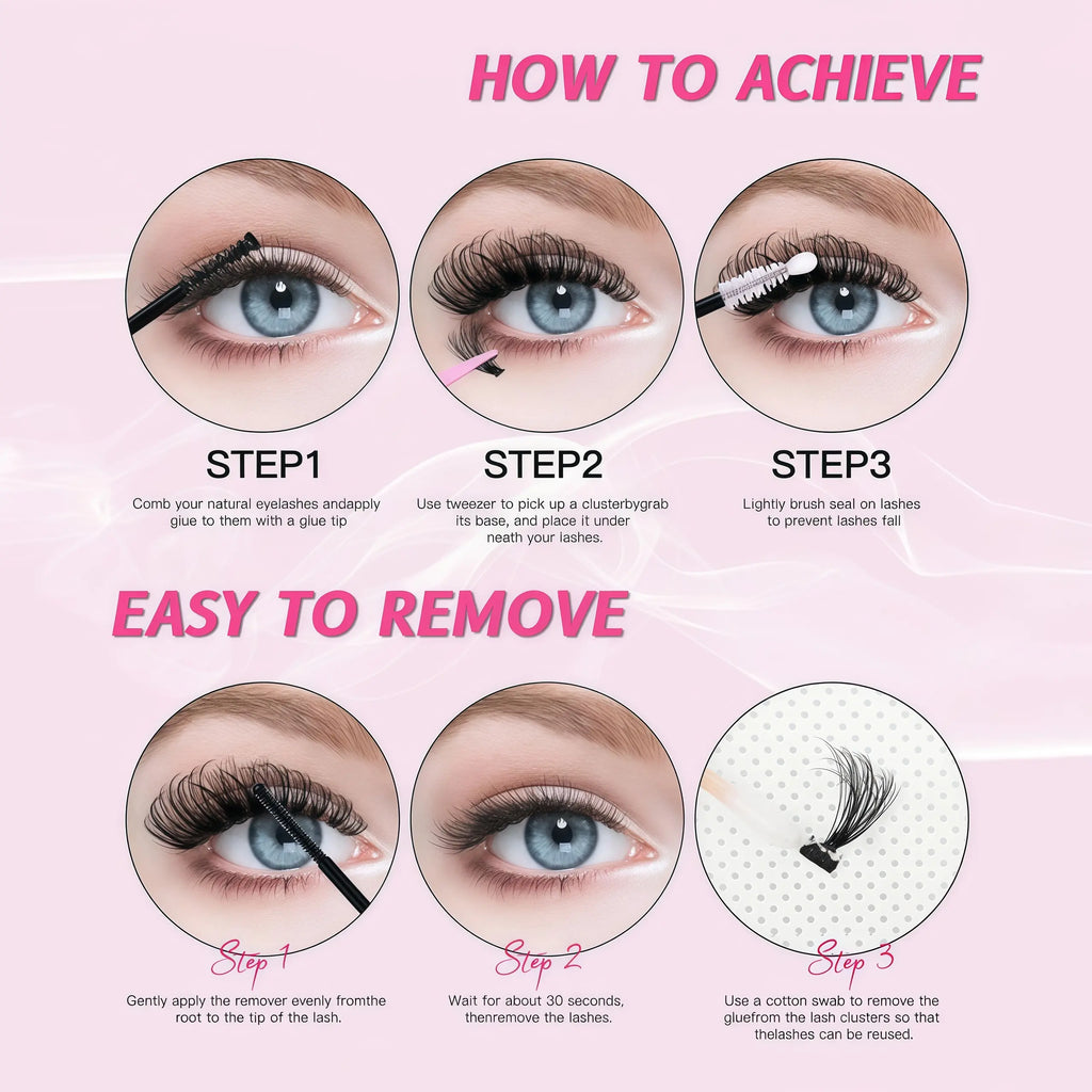 240PCS DIY Lash Extension Kit – 30D & 40D Wispy Lash Clusters with Bond & Seal, Waterproof Individual Eyelashes, Tweezers & Salon Style Lash Extension Set