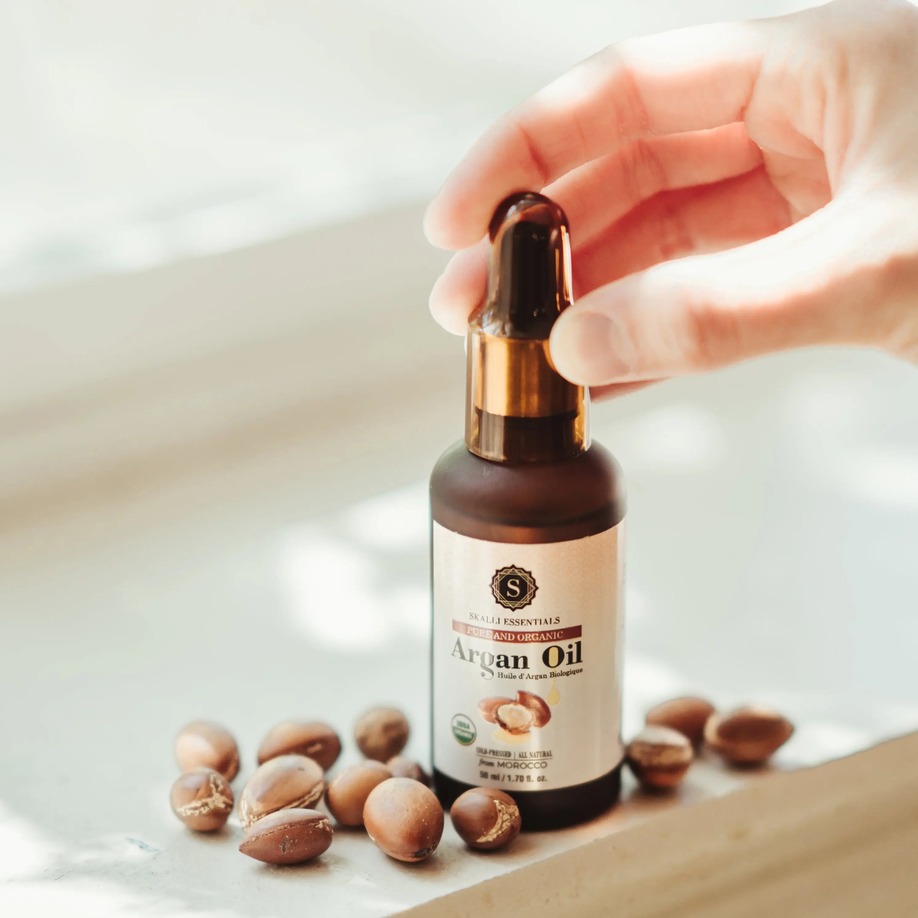 Organic Moroccan Argan Oil – Pure Hydrating Beauty Oil for Skin, Hair & Nail Care, Moisturising Anti-Frizz Treatment for Soft Healthy Glow