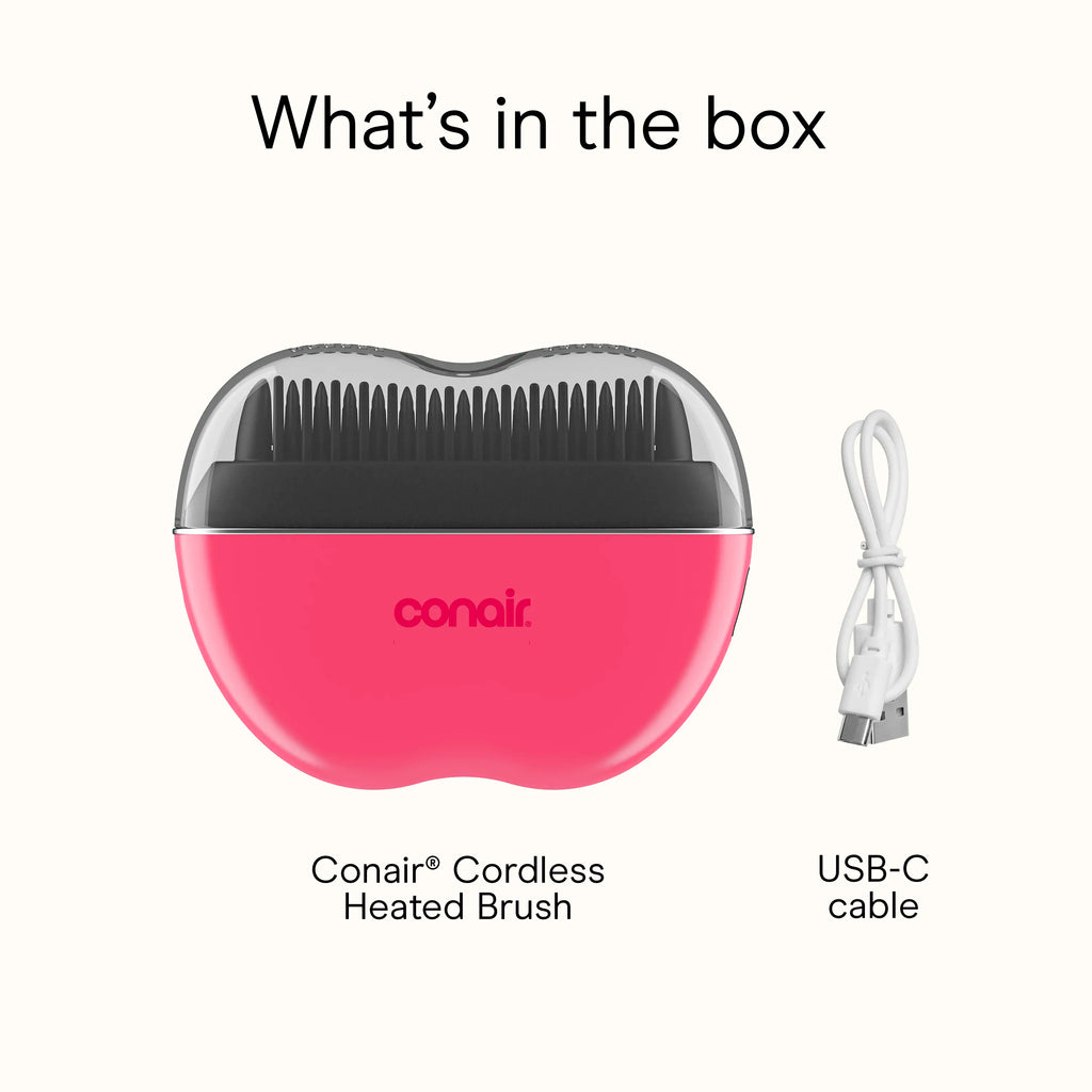 Conair Cordless Heated Brush – Compact Travel-Ready Hair Styling Brush for Smooth, Voluminous & Frizz-Free Hair