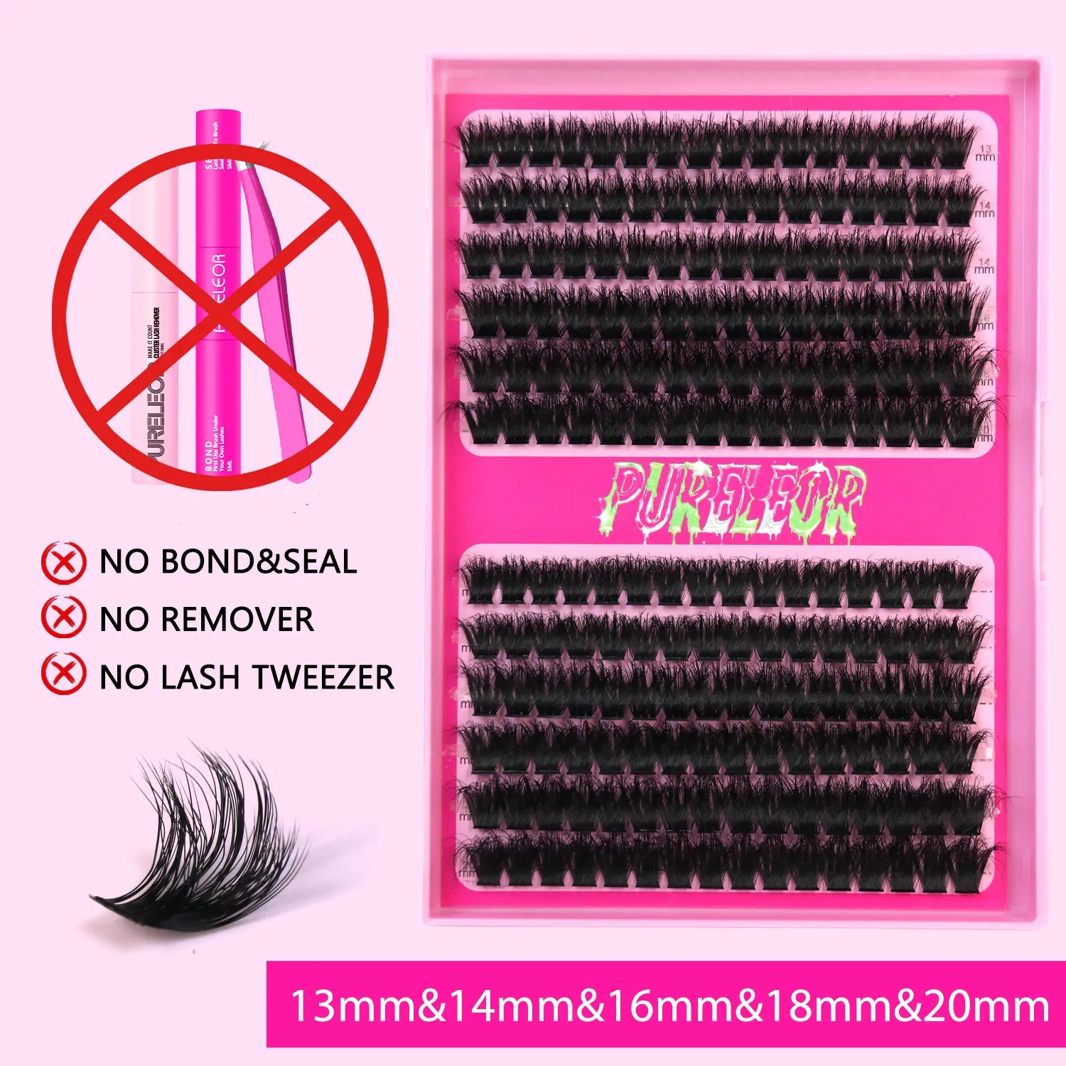 Wispy Individual Cluster Lashes Kit – Fluffy DIY Eyelash Extensions with Glue, Remover & Tweezers, Natural to Volume Lash Clusters 13-20mm for Salon Style Lash Look