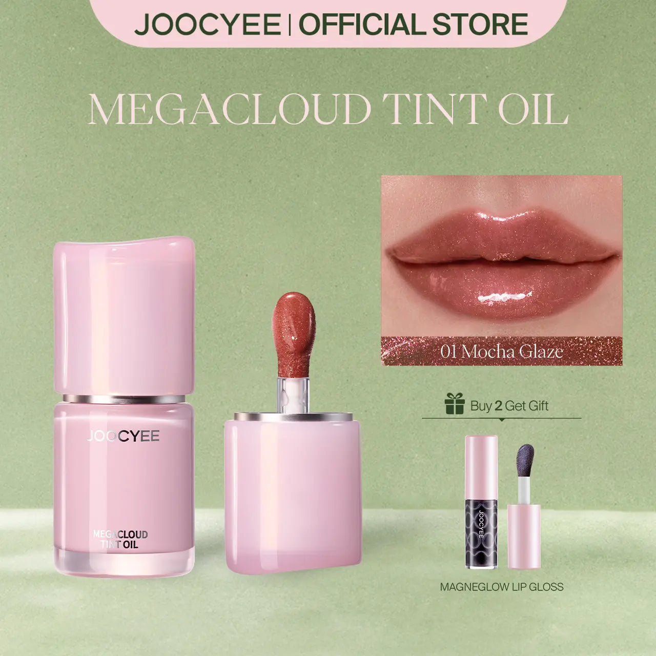 JOOCYEE Megacloud Tint Oil Lip Gloss – Juicy Hydrating Lip Oil with Shimmer, Long-Lasting Glass Shine Finish, Moisturizing Lip Repair for Date Nights, Parties & Everyday Glow