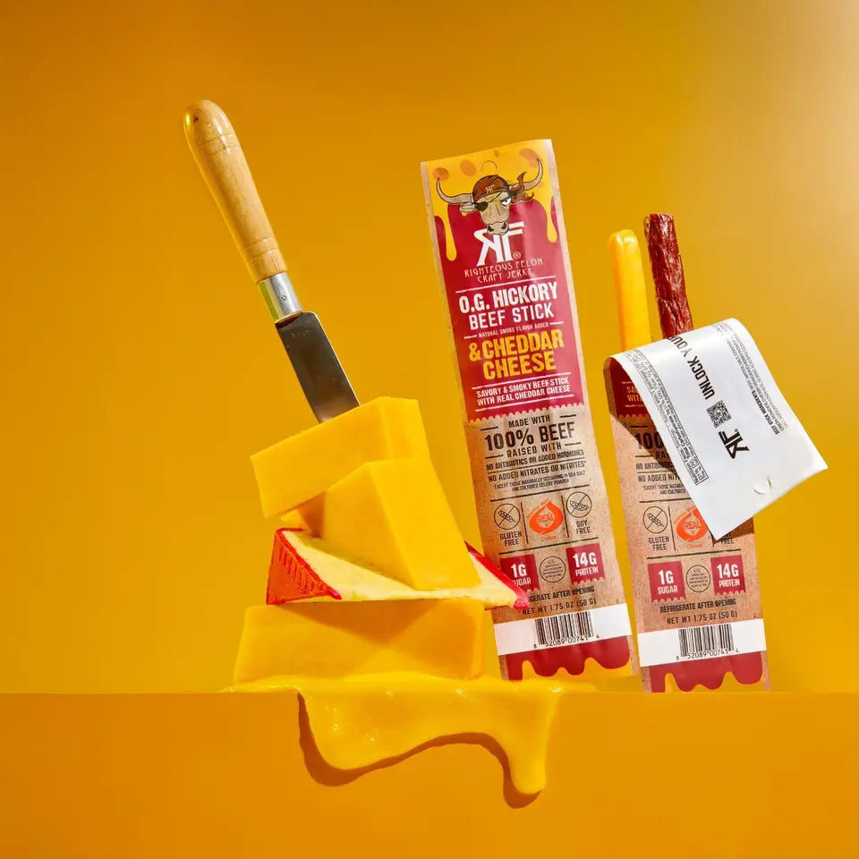 Side-By-Side Beef & Cheese Snack Sticks – High Protein Ready-to-Eat Snacks, 10Ct
