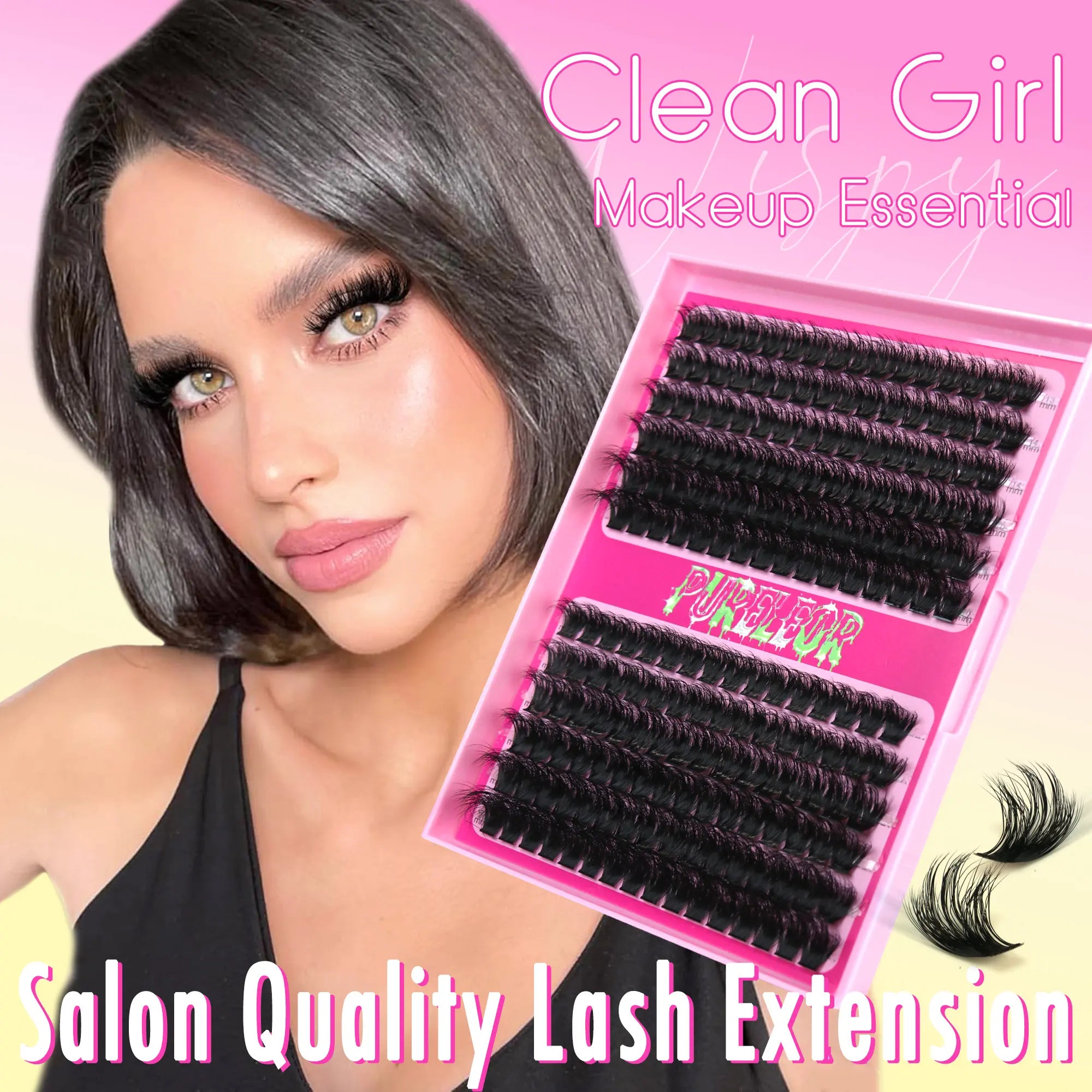 Wispy Individual Cluster Lashes Kit – Fluffy DIY Eyelash Extensions with Glue, Remover & Tweezers, Natural to Volume Lash Clusters 13-20mm for Salon Style Lash Look