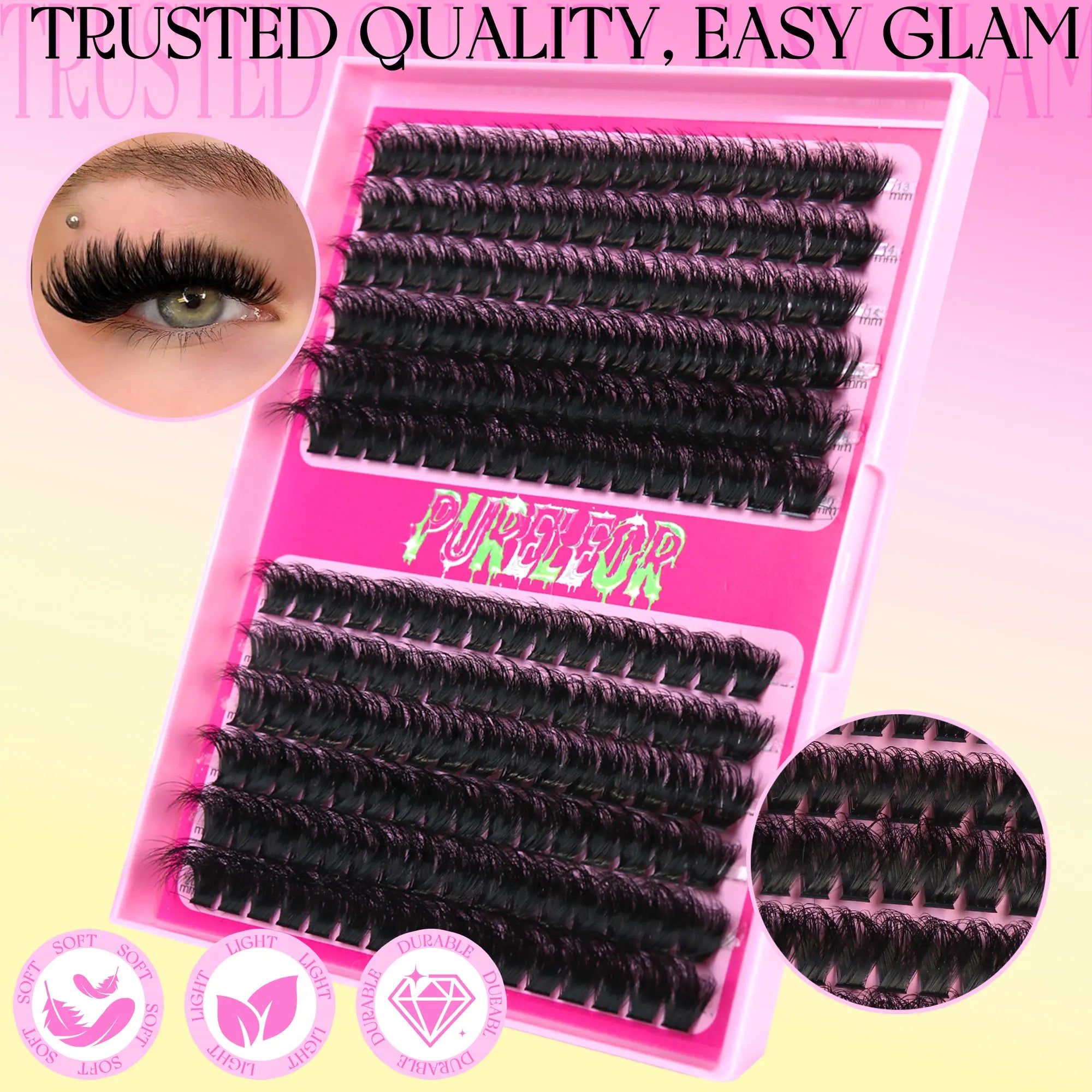 Wispy Individual Cluster Lashes Kit – Fluffy DIY Eyelash Extensions with Glue, Remover & Tweezers, Natural to Volume Lash Clusters 13-20mm for Salon Style Lash Look