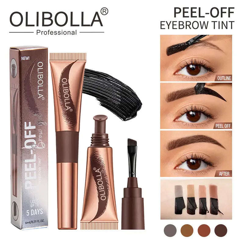 OLIBOLLA Peel-Off Eyebrow Tint Gel – Professional Semi-Permanent Brow Tint for Naturally Defined Brows, Waterproof & Transfer-Resistant Formula with Up to 5-Day Long Wear