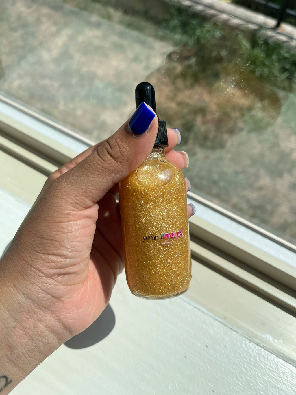 Gold Drip Shimmer Dry Body Oil – Hydrating & Moisturising Glow Oil with Sweet Cotton Candy Fragrance for Radiant Shimmering Skin