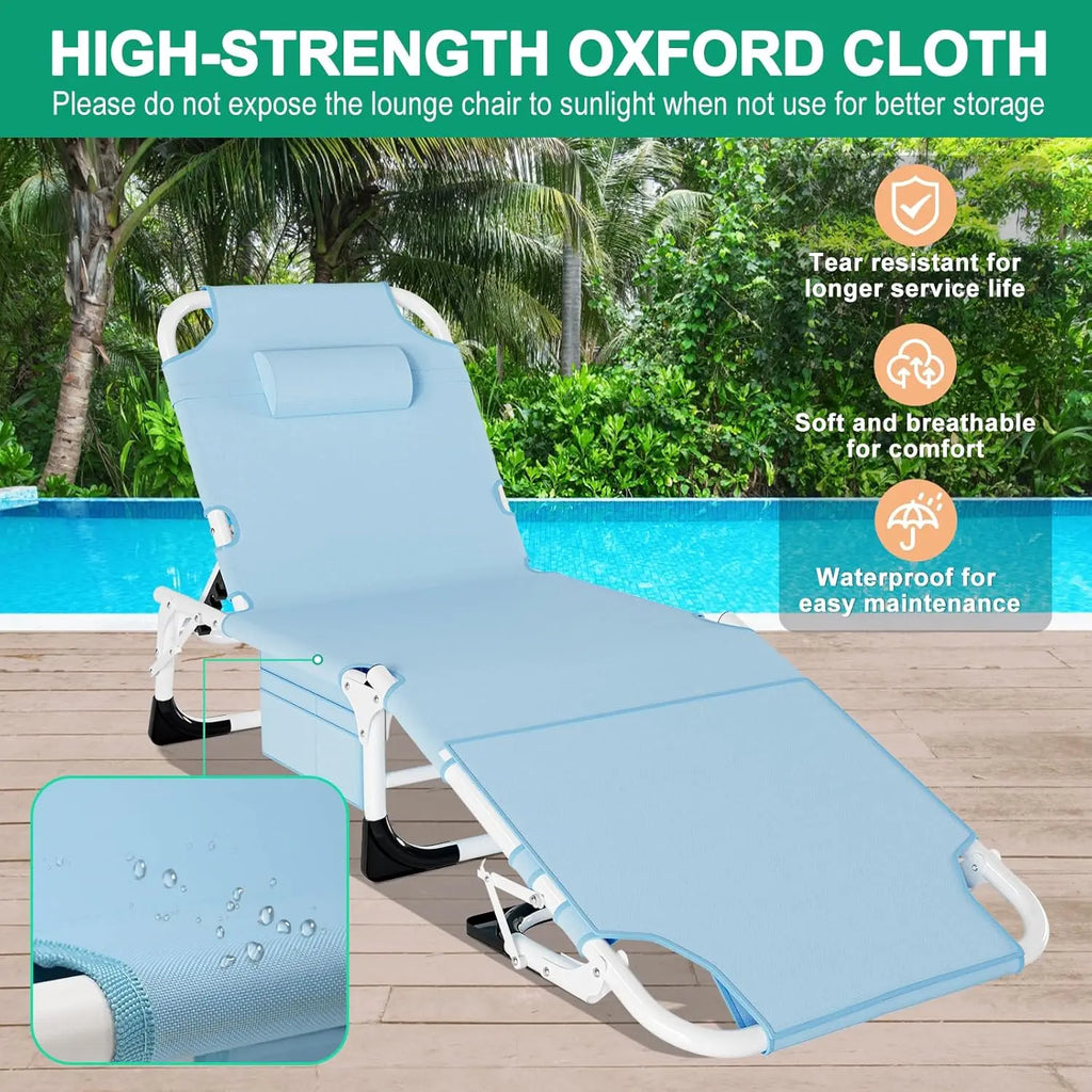 Naudacaa Folding Lounge Chair with Face Hole – 5 Position Sun Lounger for Face Down Tanning, Portable Reclining Chaise Chair for Garden, Pool, Beach & Patio, Heavy Duty up to 440lbs