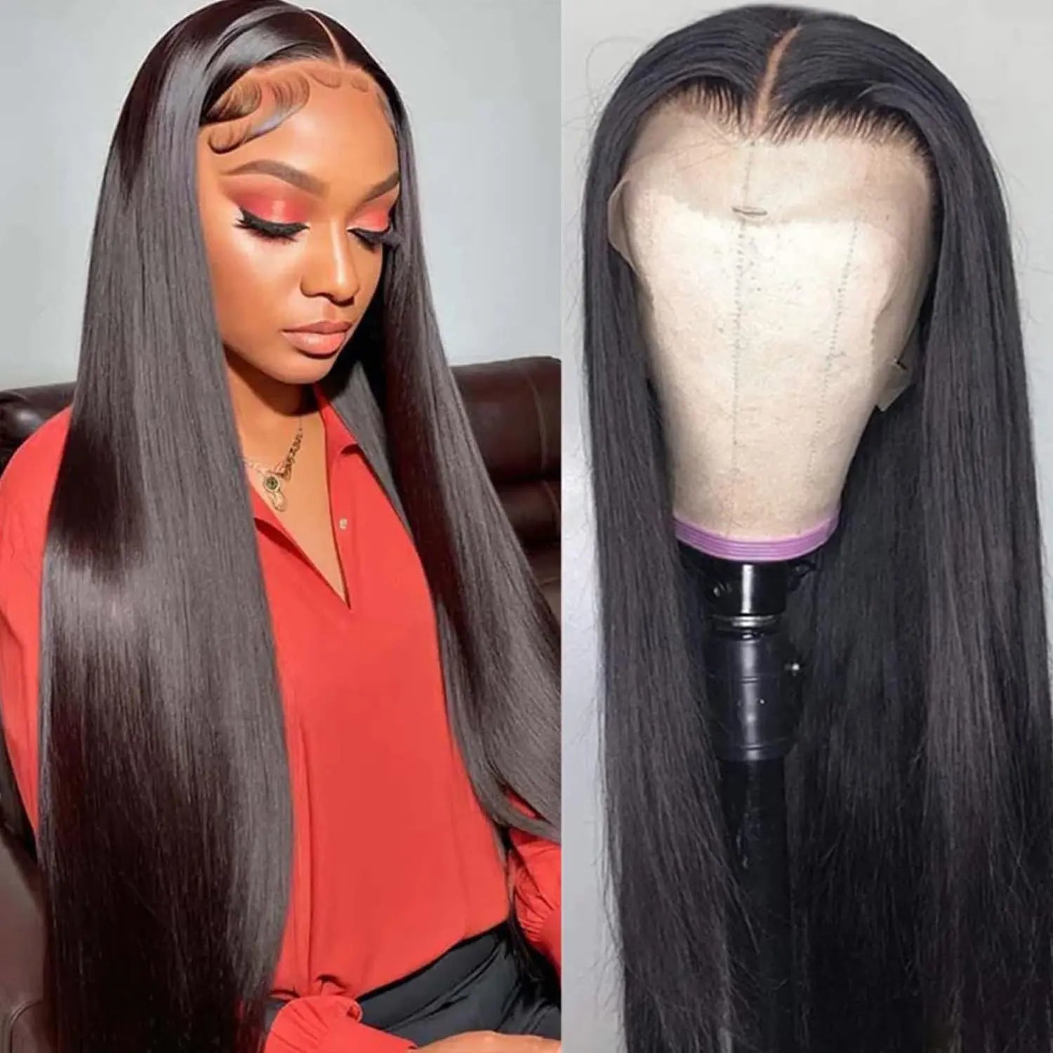 Human Hair Lace Front Wig – 13x4 HD Transparent Lace Deep Wave, Body Wave & Straight Wig for Black Women | 180% Density Brazilian Human Hair Wig (22 Inch)