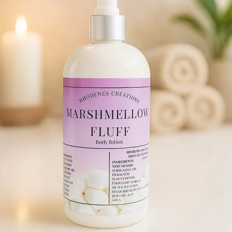 Marshmallow Fluff Body Lotion 8oz – Hydrating Moisturising Body Cream for Soft Smooth Skin, Lightweight Sweet Scented Daily Skincare Lotion