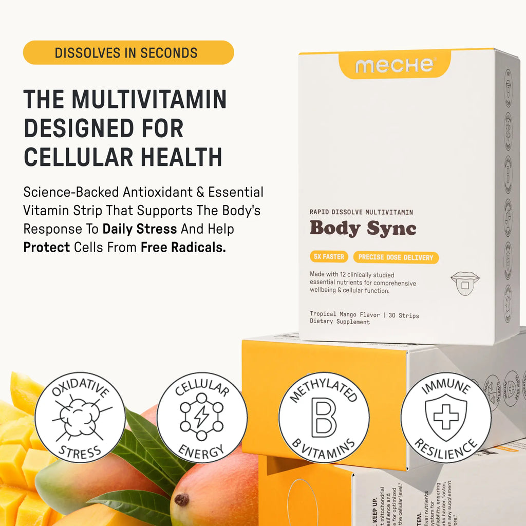 Body Sync Rapid Dissolve Multivitamin – Daily Vitamin & Nutrient Support Strips, 30 Count