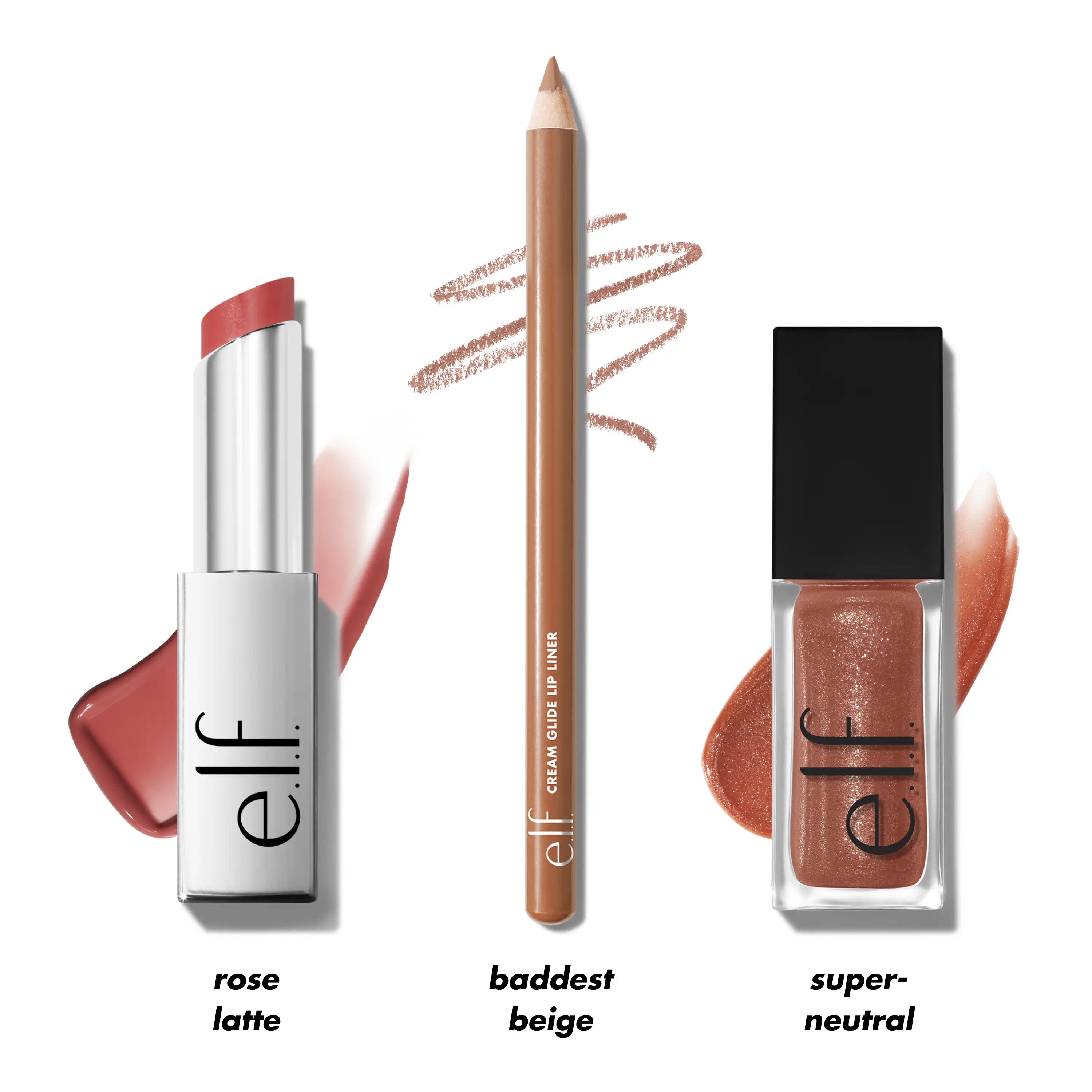 e.l.f. Glow Up Lip Trio – 3-Piece Lip Gloss & Lipstick Set in Rose Beige or Black Cherry Shades for Hydrating Day-to-Night Glam Looks