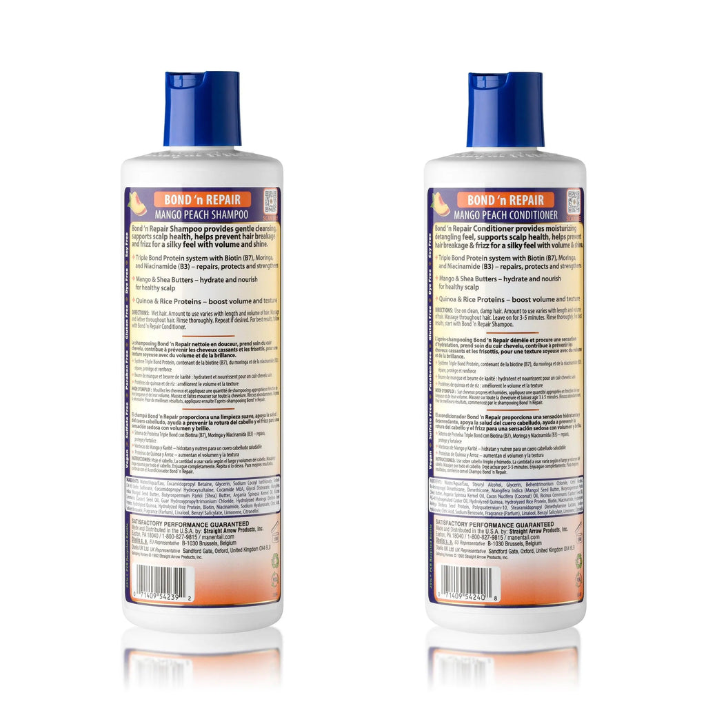 Mane 'N Tail Bond & Repair Shampoo and Conditioner for Textured & Curly Hair – Strengthening Moisturising Hair Care Set for Damaged Dry & Frizzy Hair