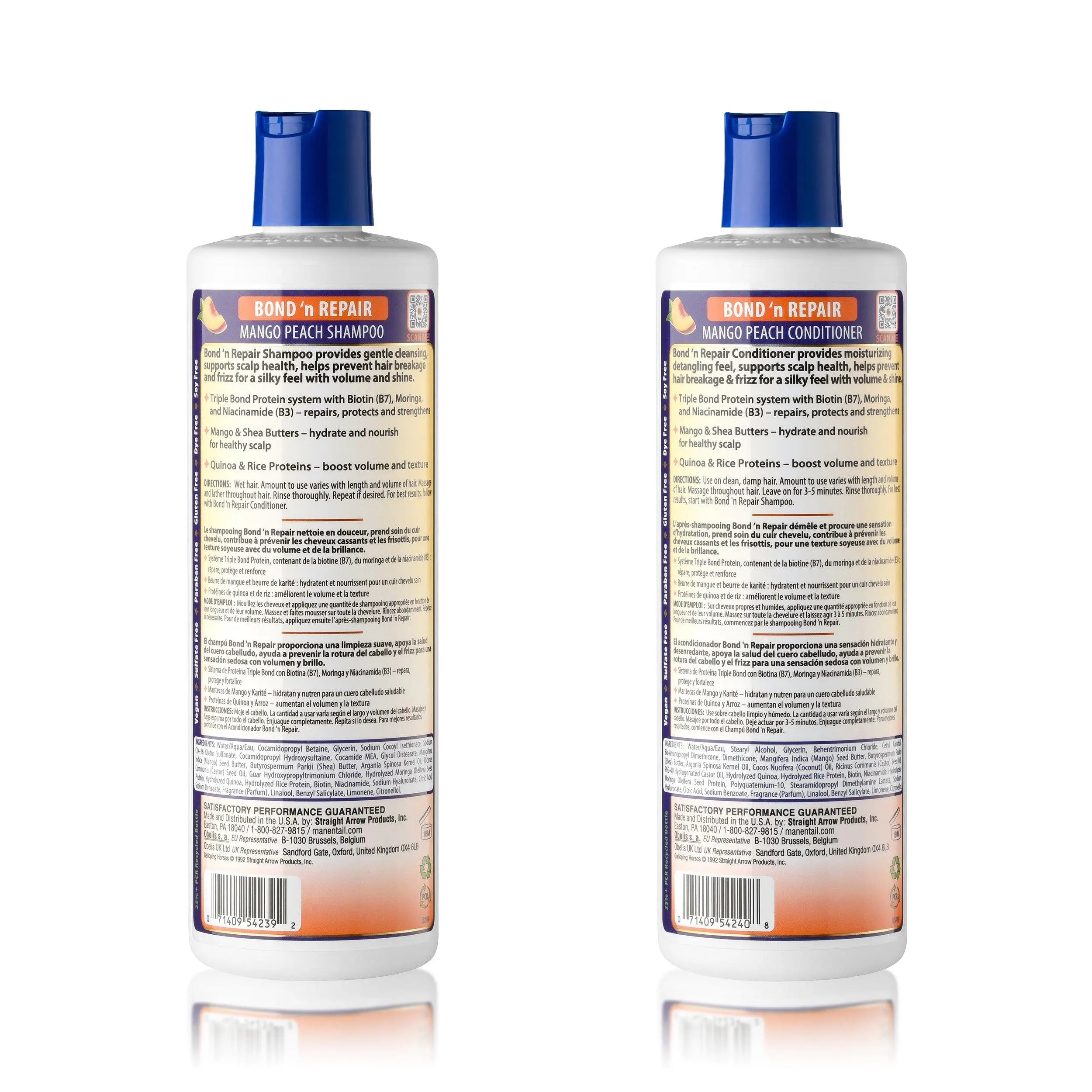 Mane 'N Tail Bond & Repair Shampoo and Conditioner for Textured & Curly Hair – Strengthening Moisturising Hair Care Set for Damaged Dry & Frizzy Hair