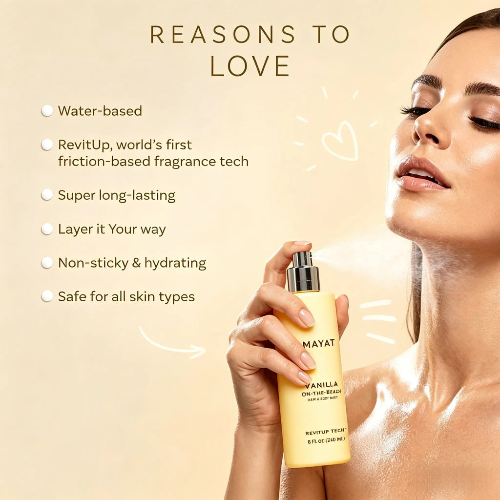 Vanilla Coconut Perfume Spray – Long-Lasting Tropical Vanilla Coconut Fragrance Mist for Hair & Skin, Lightweight Non-Sticky Body Spray, 240ml